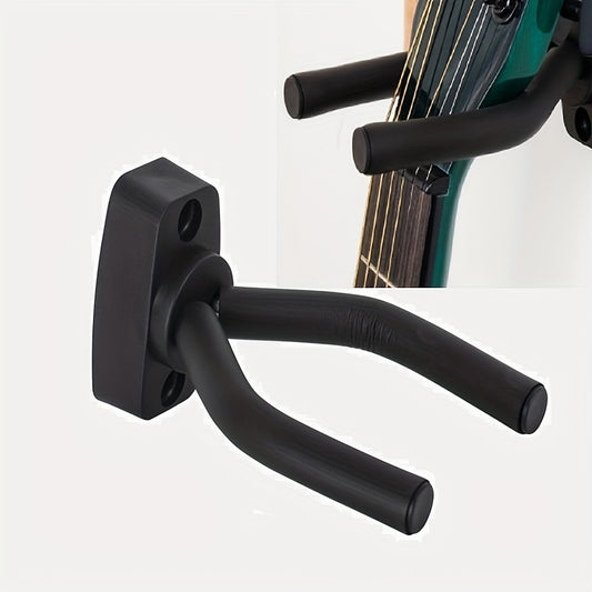 Guitar wall mount holder with adjustable soft hook for all types of guitars, ukuleles, bass, and erhus.