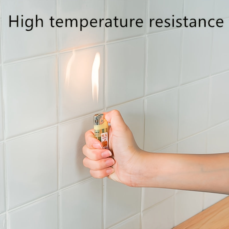 High-temperature resistant ceramic tile wall sticker that is oil-proof and waterproof. This self-adhesive wallpaper is perfect for the kitchen, cabinet, stove, and fume machine, making it a practical accessory for your kitchen.