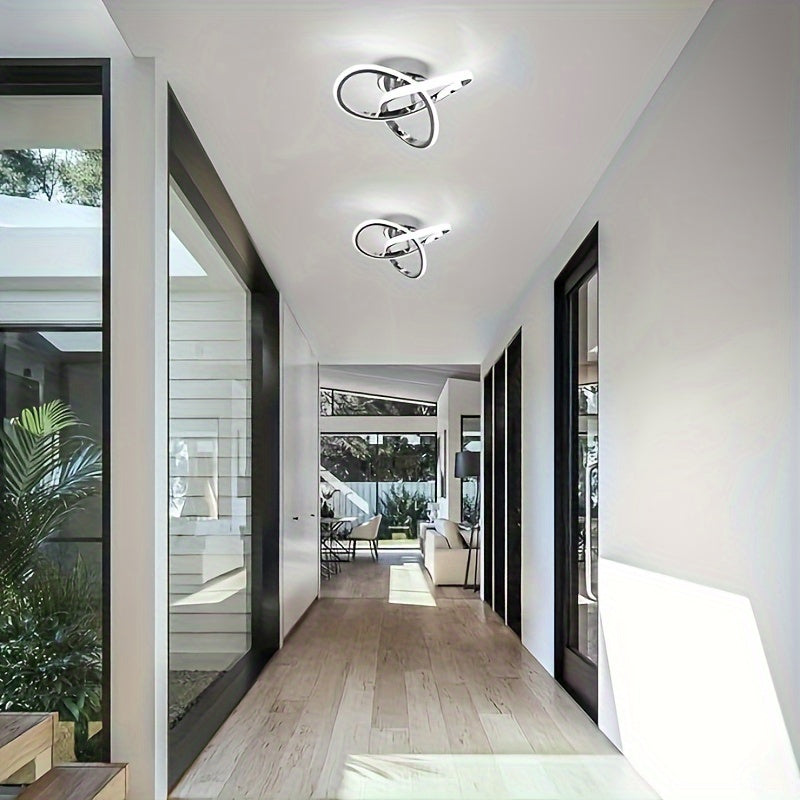 Modern LED Ceiling Chandelier with Metal Shade, Energy-Efficient, for Various Rooms - Creative Curve Spiral Design