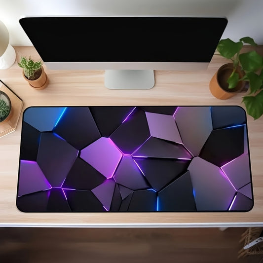 Blue and purple abstract gaming mouse pad for gamers and office use, with non-slip polyester fiber for keyboards.