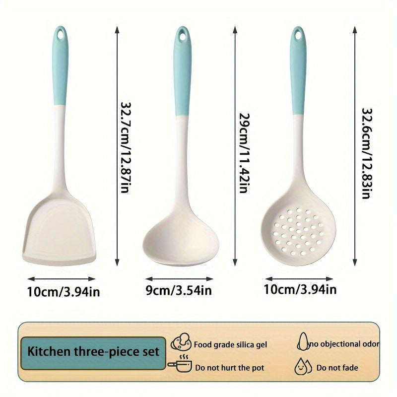 A set of silicone cookware including one spatula and one ladle, featuring non-stick properties and heat resistance up to 230°C. These food-grade kitchen utensils are a must-have for any chef.