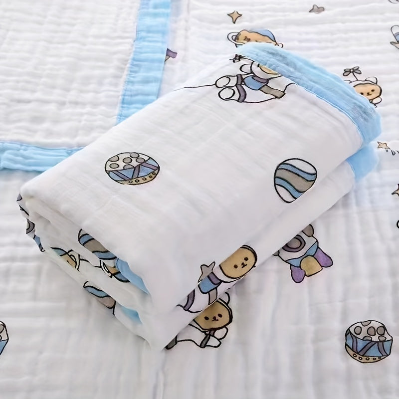 Cute Print Cotton Blanket made of six layers of high-density cotton gauze, perfect for use as a lunch blanket or for a cozy nap on the sofa or office bed. This skin-friendly blanket is a must-have for ultimate comfort.