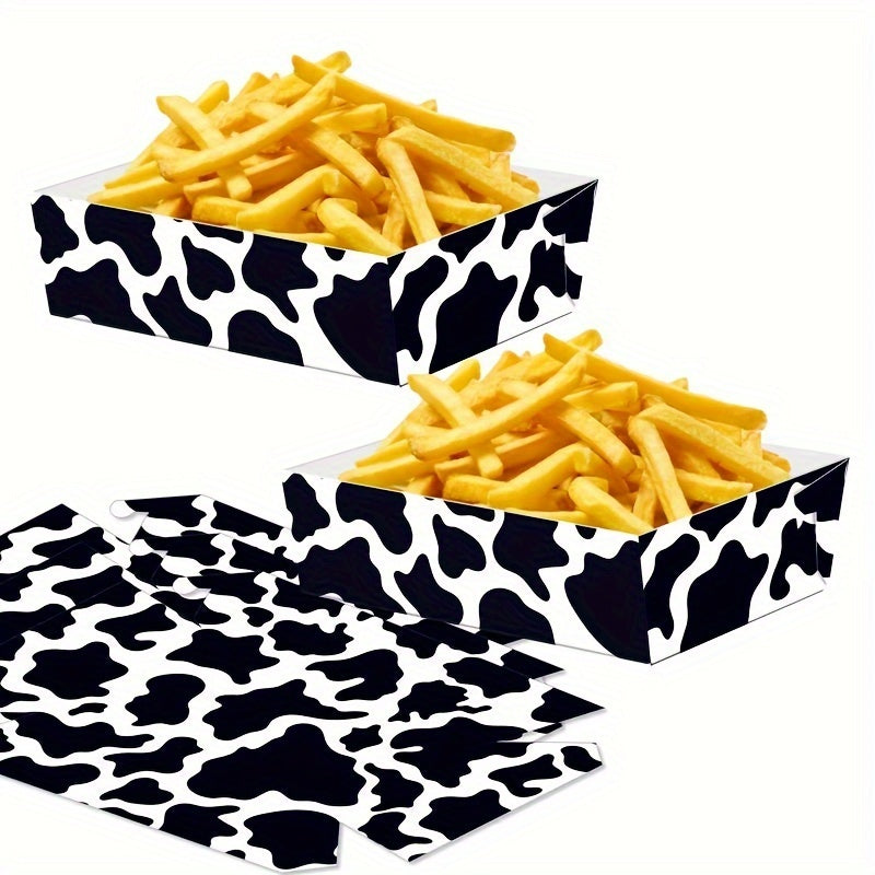 '- Pack of 24 Cow Square Boxes: Ideal for Cow Farm Themed Birthday Parties and Party Decorations
- Popcorn Paper Bags and Disposable Food Bags for Snacks and Food Storage
- Kitchen Supplies for Cow Farm Theme Events and Gatherings