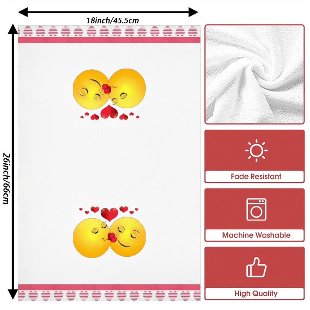 Two modern polyester kitchen towels, measuring 45.72x66.04 cm, featuring a super soft woven fabric. These towels are machine washable and showcase a fantasy heart design perfect for all seasons. They are ideal for use in camping and restaurants.