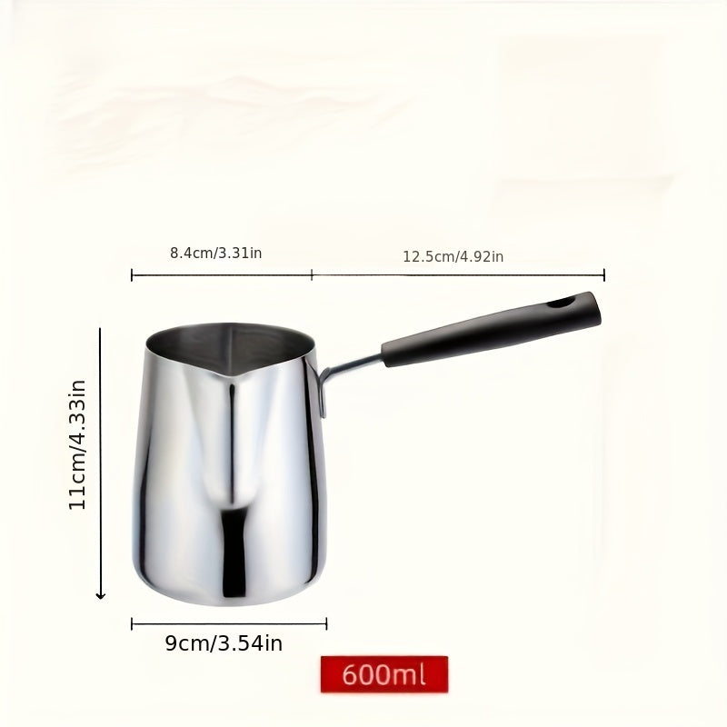 Premium Stainless Steel Milk Frothing Pitcher – Ideal for Coffee Art, Steaming, and Gas Stove Use. Features Long Handle, Perfect for Home Bars and Restaurants.