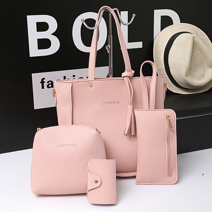 New Fashion 4-piece Matching PU Handbag Set for Mother and Daughter