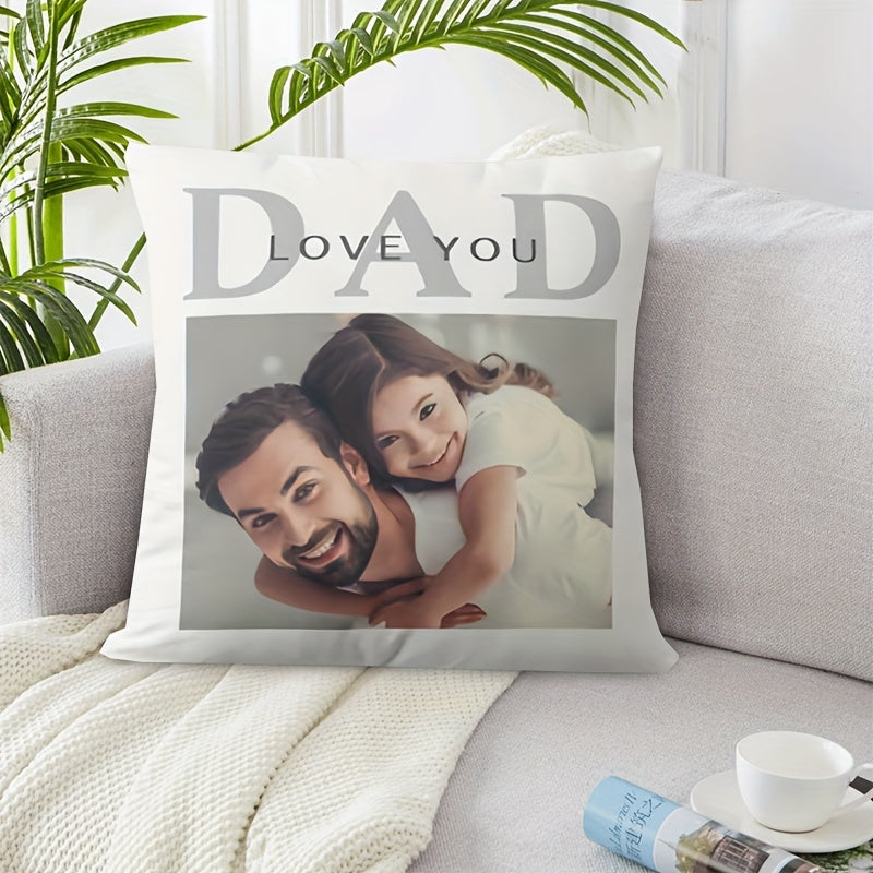 Personalized 'Love You Dad' Pillow Cover - Made of soft short plush material with a single-sided design, measuring 45.72x45.72 cm - Ideal for adding a special touch to your nursery or home decor