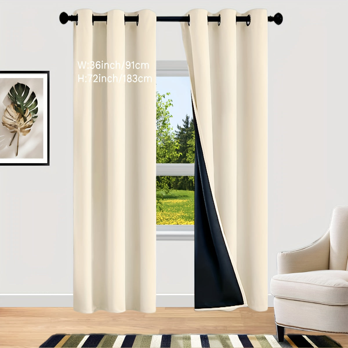 2 Sets of Bedroom Curtains with Coated Insulation and Simple Grommet Design for 100% Blackout