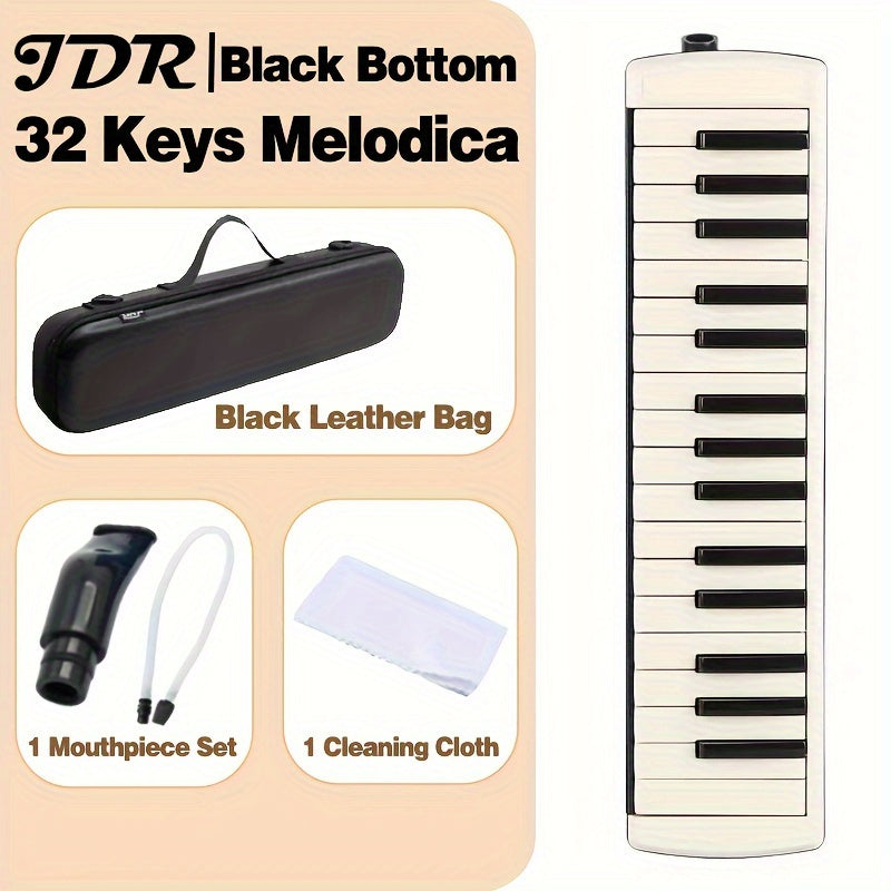 JDR 32/37 Professional Melodica with Premium ABS Hard Case - Portable Wind Instrument for Beginners, Students, and Performers - White/Black Options