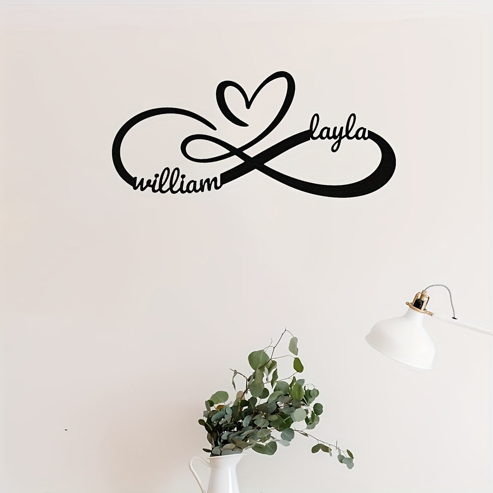 Personalized Metal Couple Name Sign with Infinity Love Heart Design - Customizable Wall Art for Newlyweds, Unique Wedding Gift, Anniversary Present, and Valentine's Day Gift - Perfect for Home Decor