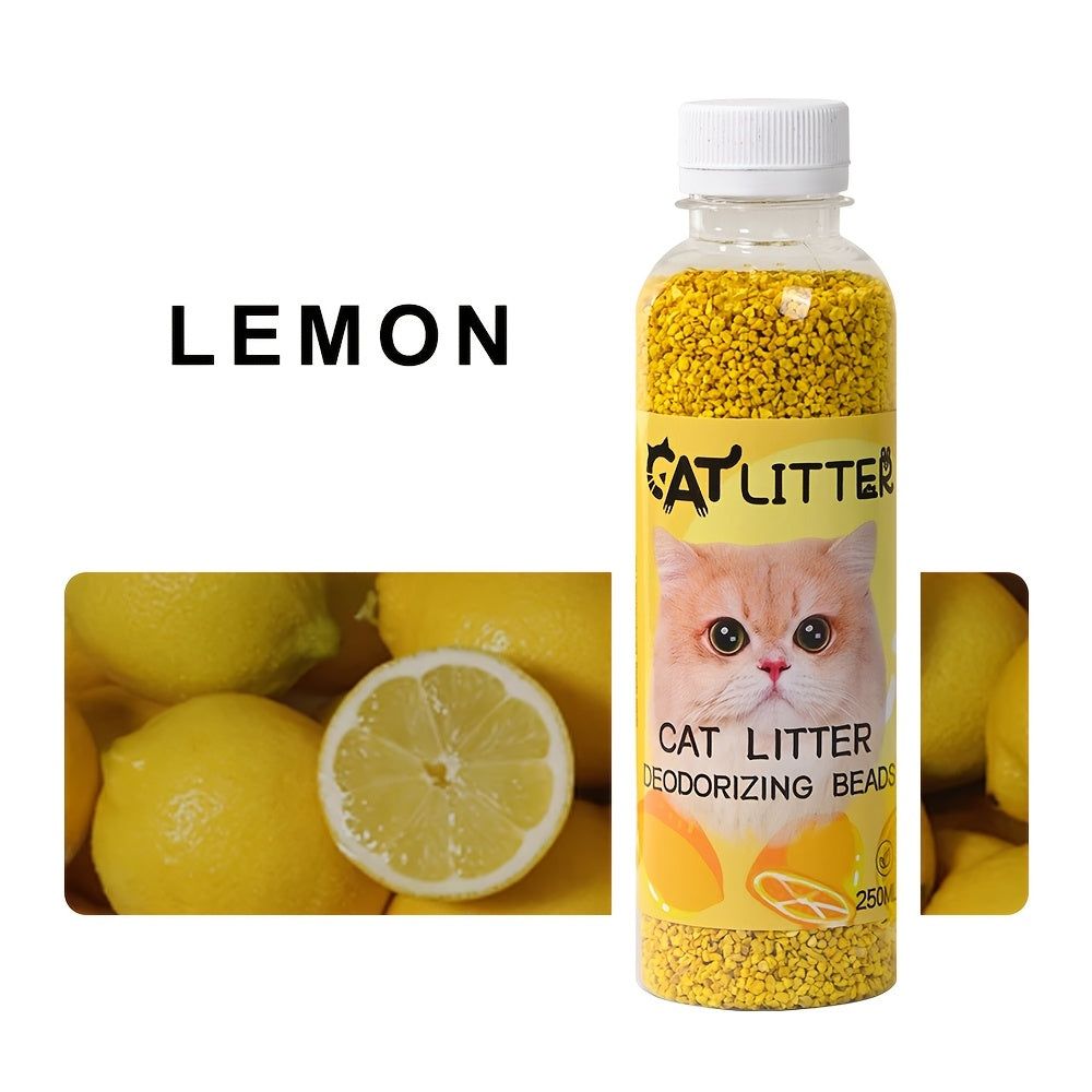 1 bottle of cat litter deodorizer eliminates odors and freshens the litter box air with a cattery fresh scent, safe for cats.