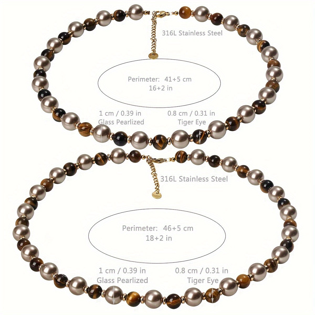 Vintage Bohemian Tiger Eye Stone and Glass Pearl Beaded Necklace - A Versatile Fashion Statement for Any Occasion, Perfect Gift for Loved Ones During the Colder Months.