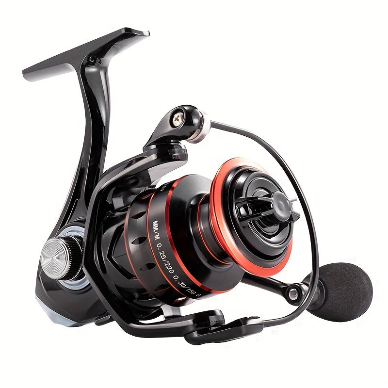 Rooblinos 17+1BBB spinning fishing reel features an ergonomic handle, durable nylon & metal construction, ambidextrous design, and is suitable for freshwater & saltwater fishing.