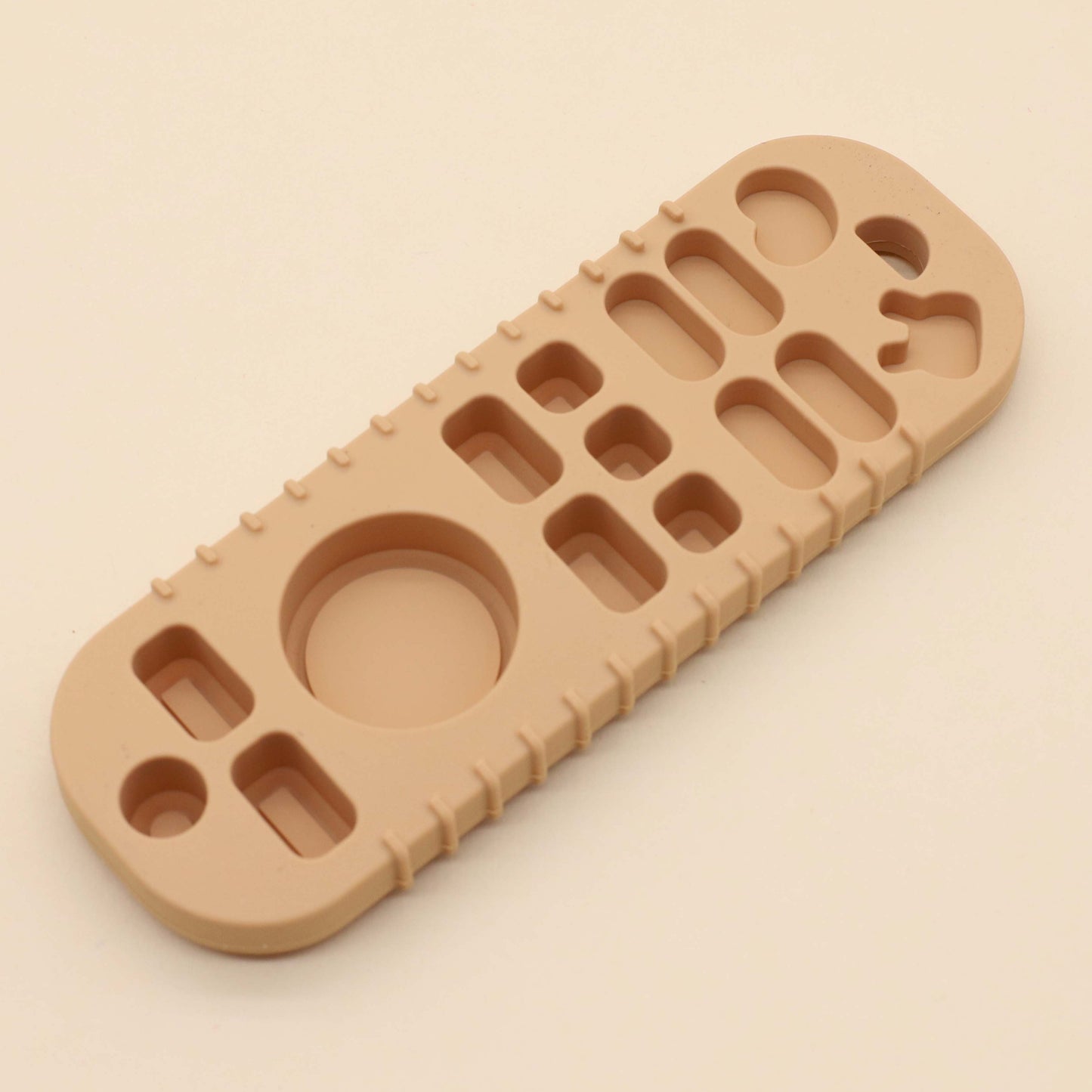 Simulated remote control teether toy made of food-grade silicone.