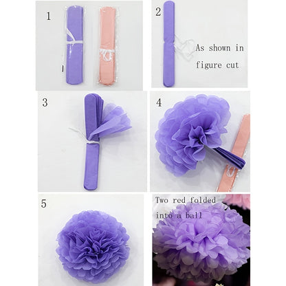 14 pieces of DIY paper flower ball pom pom charm decoration