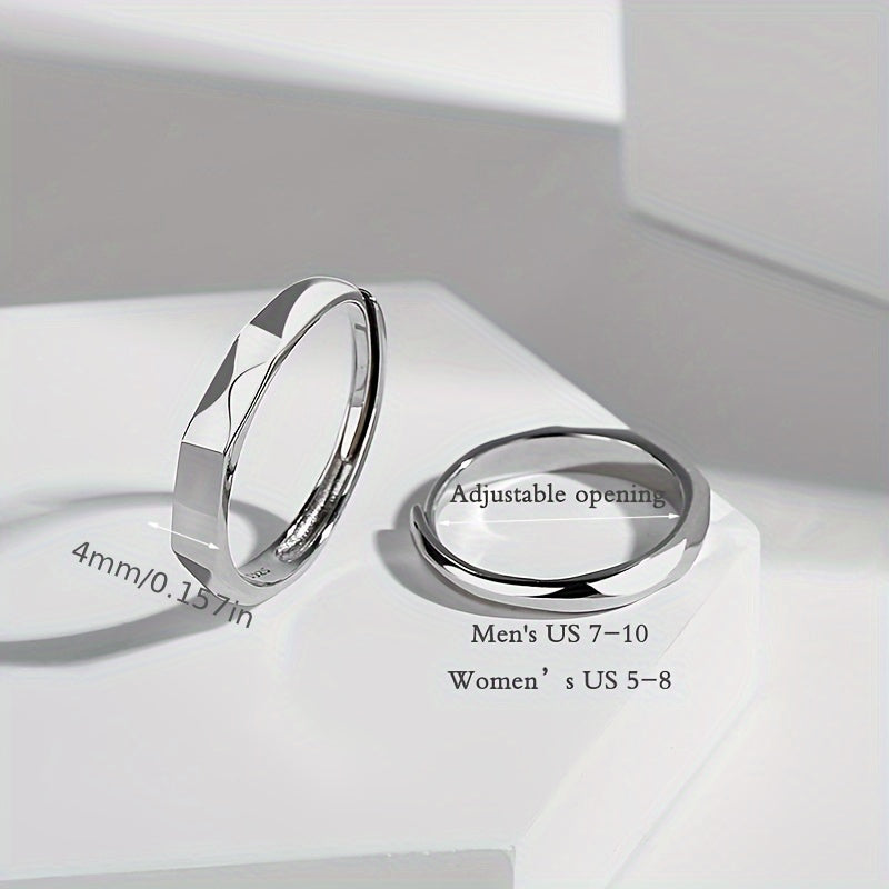 Valentine's Day Gift Suggestion: Elegant 925 Sterling Silver Couple Projection Rings with White Gold Plating, Stylish Optical Illusion Rings for Daily Wear, Trendy Love Projection Jewelry for Couples, Perfect for Valentine's Day.