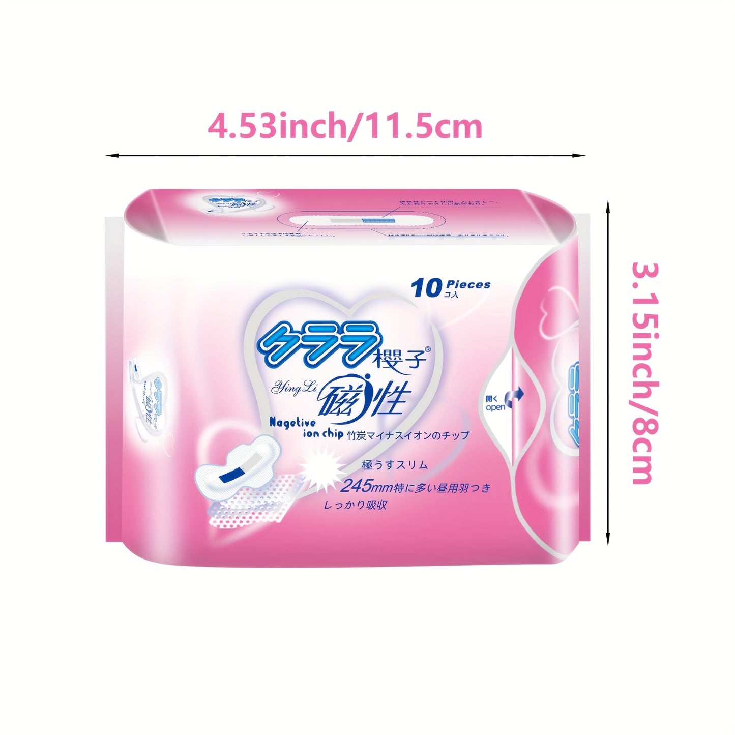 5 packs of ultra-thin winged sanitary pads for women, individually wrapped and unscented.