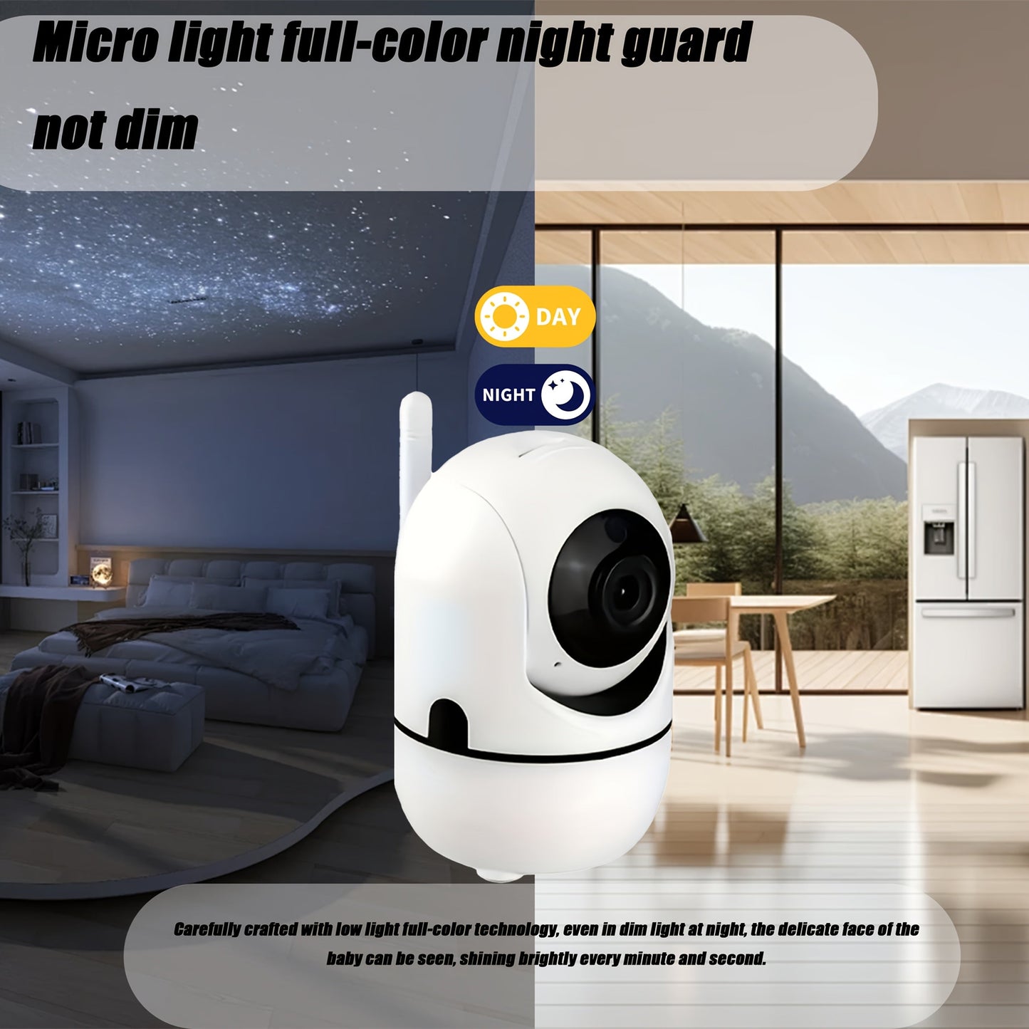 Wireless Security Camera with Night Vision & Two-Way Audio, 1080P HD - USB Powered, Simple Self-Adhesive Installation for Home Safety, Pet Monitoring. Does not Include Memory Card. Portable and Non-Waterproof for Youngsters.