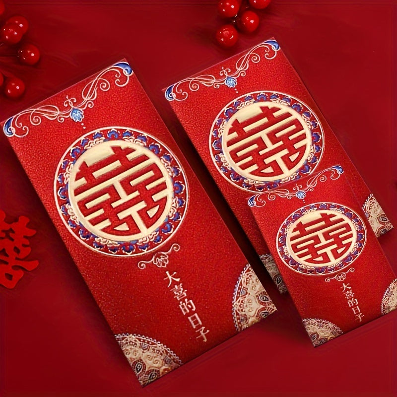 Set of 6 high-quality frosted Chinese red envelopes, perfect for Chinese New Year decoration and lucky money gifting. This high-end set is suitable for various occasions such as marriage, engagement, and banquet. Add a touch of elegance to your room with