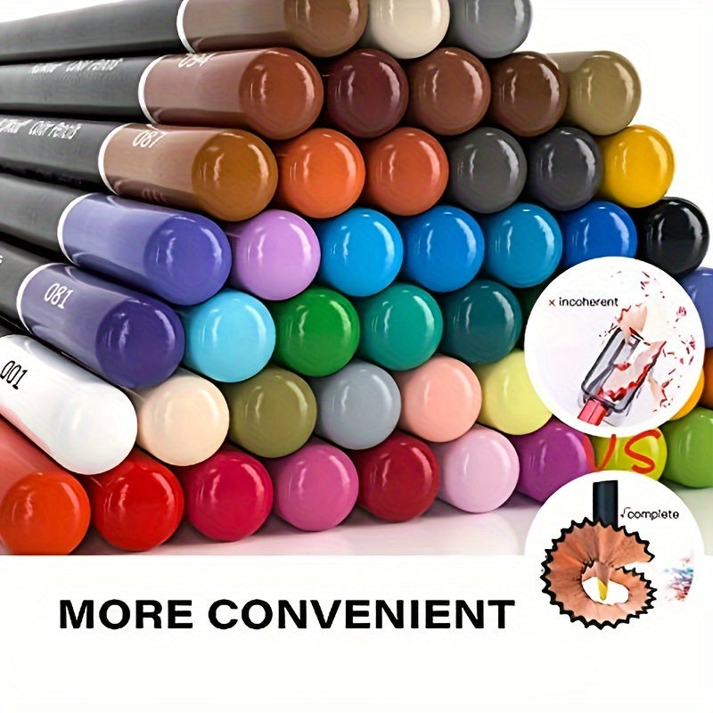 120 mixed color oil-based colored pencils in a wooden case, with a portable zipper bag and handle for artists and hobbyists.