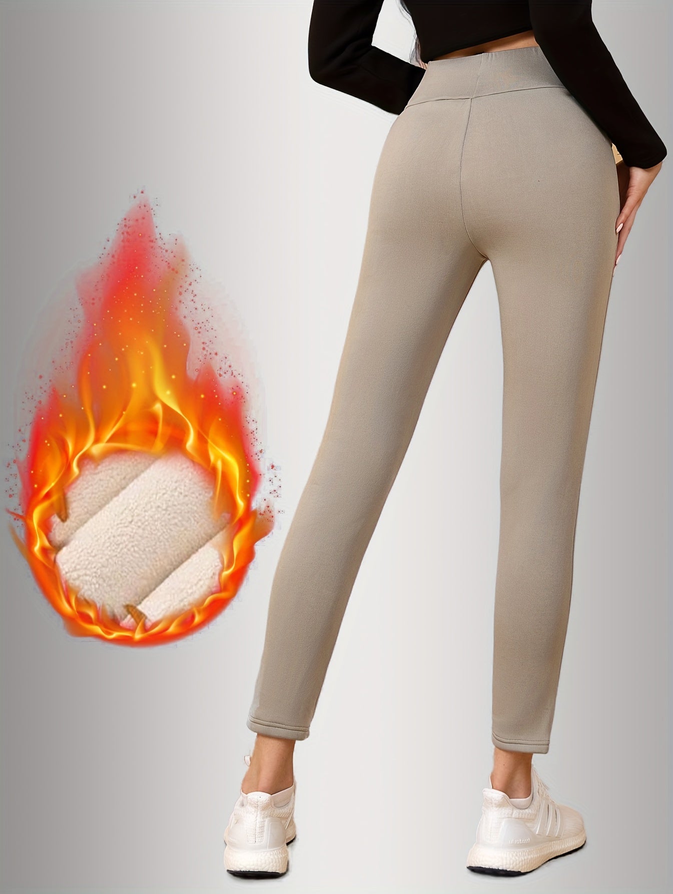 Women's winter leggings with fleece lining, pockets, high waist, hip shaping, abdominal compression, and cold-resistance.