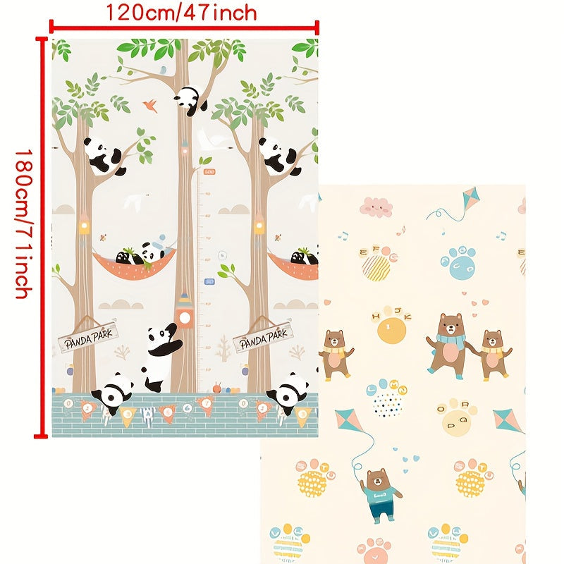 Foldable Play Mat with Panda & Bear Design, Made of PE Foam Material, Multicolor, Comes with Separate Paper Box, Suitable for Children Over 3 Years Old, Covers Area of At Least 2.16m², Longest Side Measures at Least 1.8m