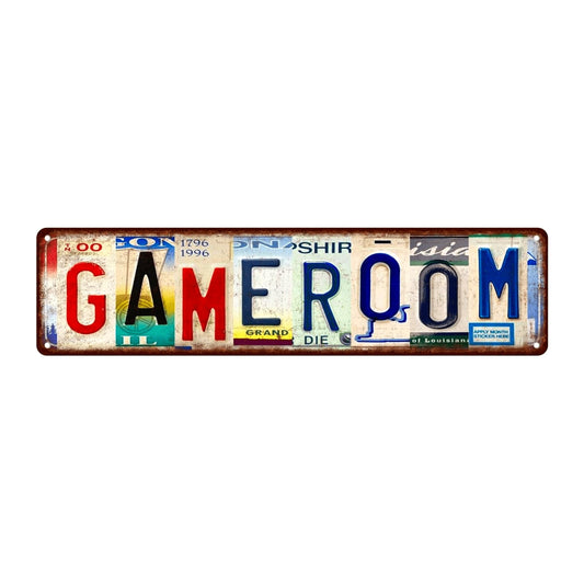 Vintage Style Metal Tin Sign - 'Game Room' (15.75"x3.94") - Perfect for Home, Restaurant, Bar, Cafe, Garage, or Farmhouse Decor