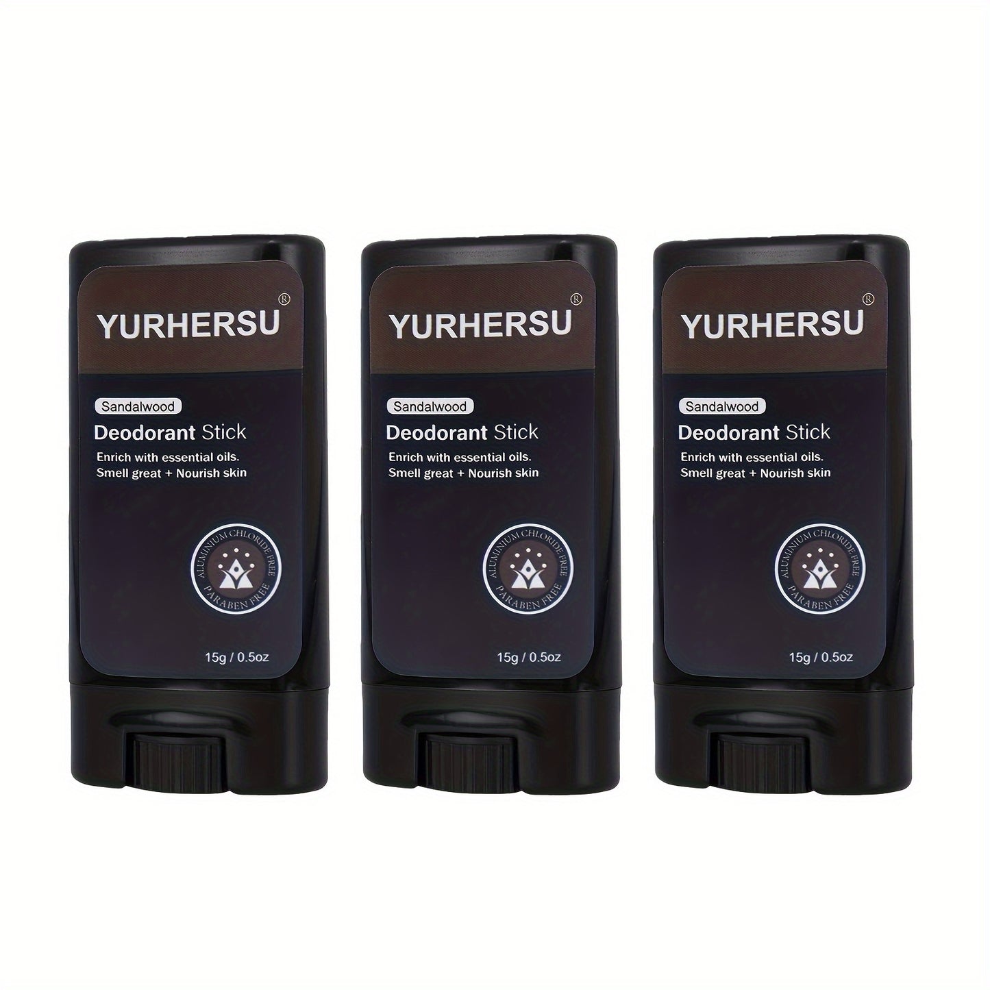 YURHERSU Men's 48-Hour Odor Gentle Sticks in Orange, Mint, and Green Tea scents for long-lasting freshness on-the-go.