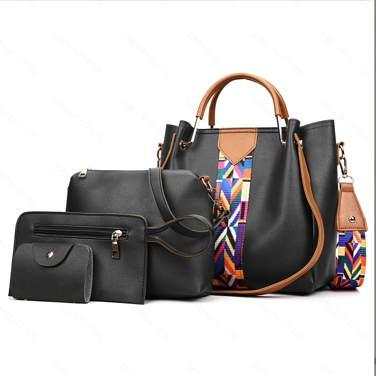 Single shoulder crossbody handbag fashion four piece set.