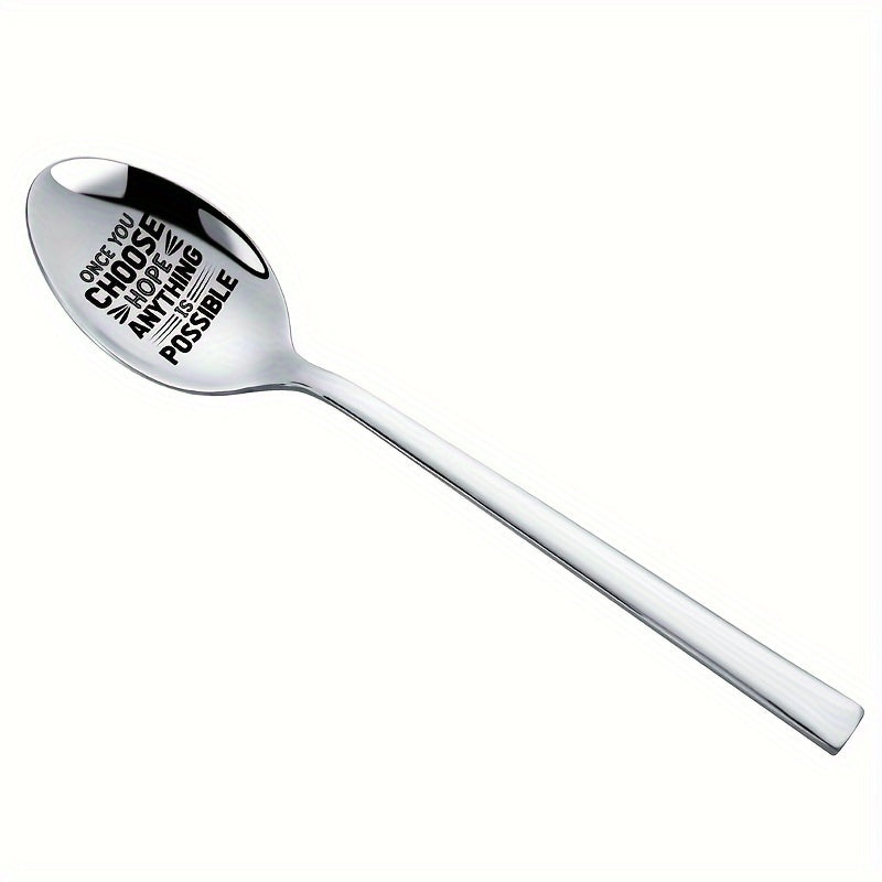 1 piece of Mirror Polished Engrave Stainless Steel Spoon with a quirky design, perfect for coffee or ice cream. Ideal as a gift for loved ones on Father's Day, birthdays, weddings, or anniversaries.