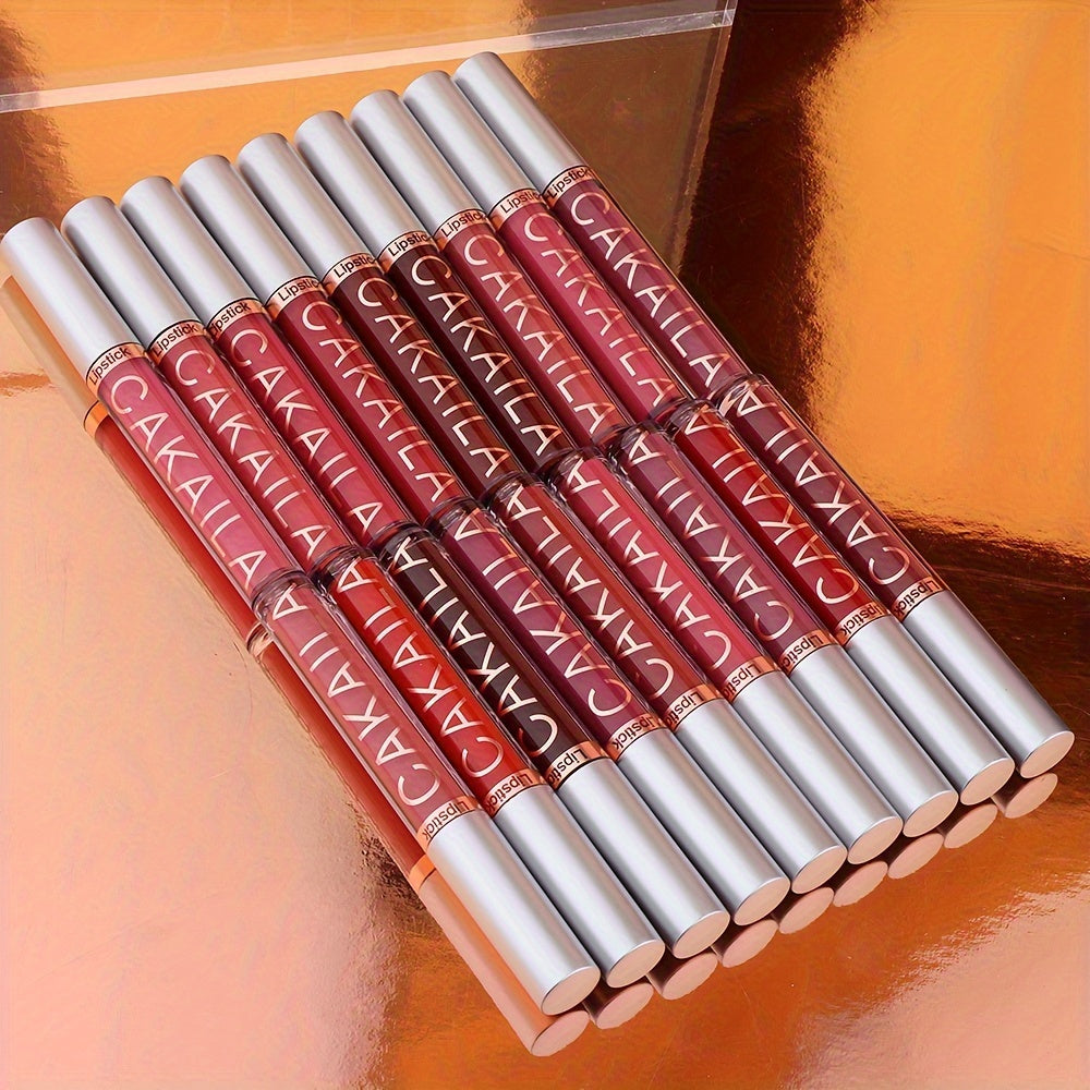 CAKAILA 10pcs Matte Lip Gloss Set in Red Shades, Long-Lasting, Waterproof, Non-Fade, Matte Finish, Suitable for All Skin Types and Adult Use