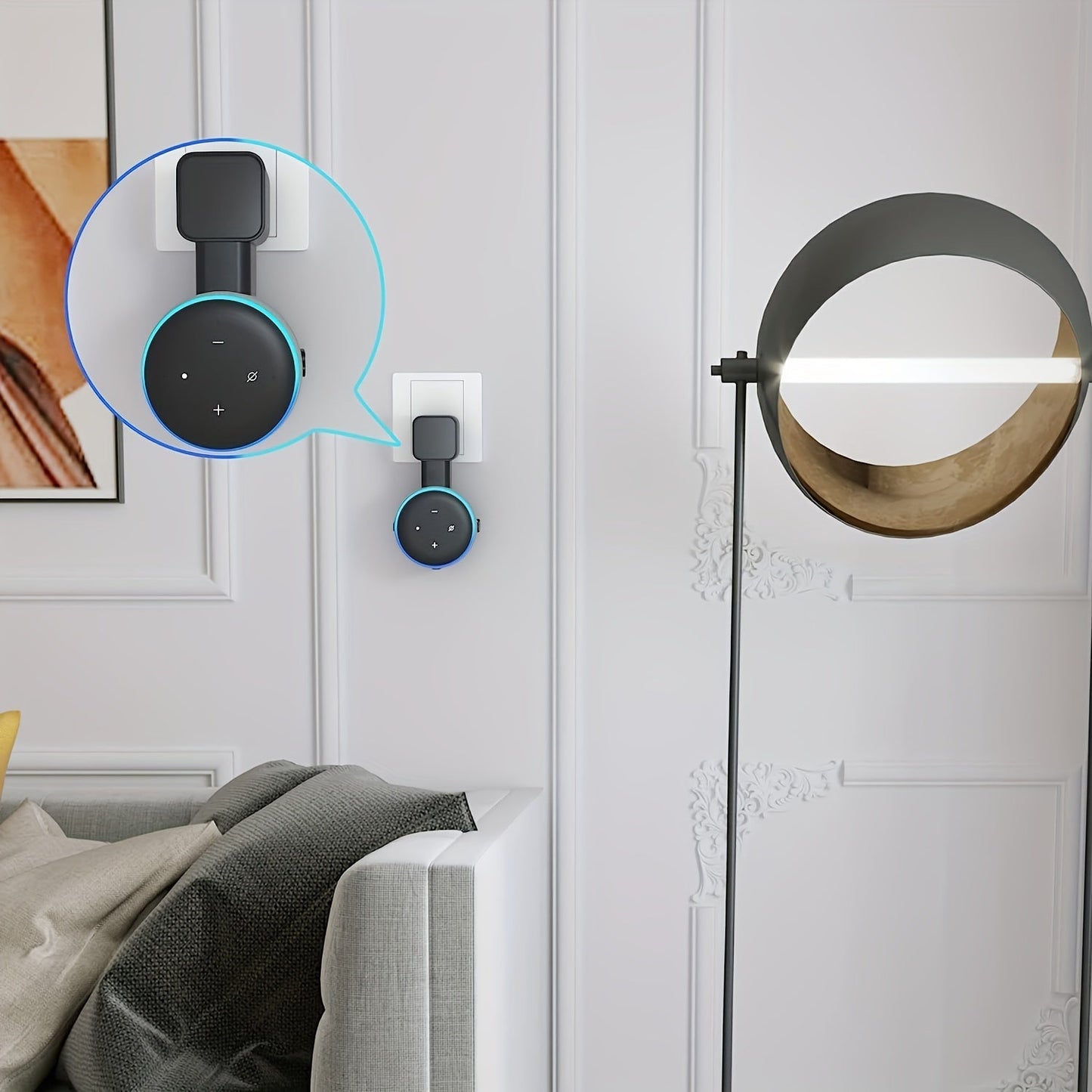 Smart Home Wall Mount Holder for Echo Dot 3rd Gen - Securely Hang Your Device with Cable Management, No Power Required, Suitable for Any Room, Bathroom, Kitchen, Bedroom - Save Space and Stay Organized with this Plastic Shelf