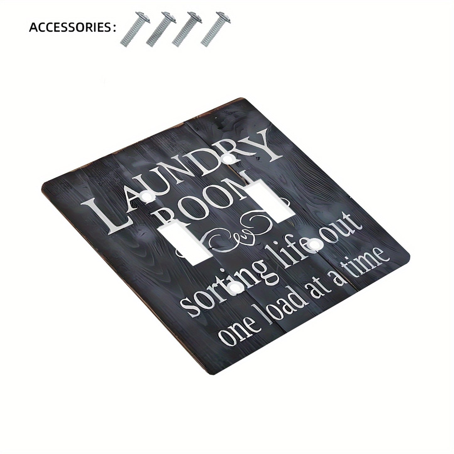 Laundry-themed light switch cover for indoor/outdoor use in bedroom, kitchen, or bathroom. Easy to install with no battery required. Pack of 1.