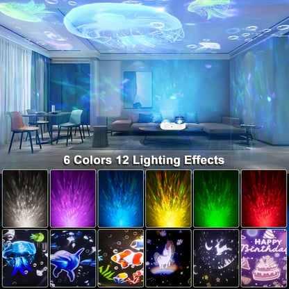 Galaxy Starry Projector Night Light for Kids - 3D Ocean and Starry Sky Effects, USB Powered, Adjustable Brightness, Great for Room Decor and Christmas Gifts