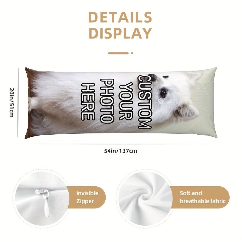 Get a Customized Pet Photo Body Pillowcase made of Short Plush with Double-Sided Print, designed for Cat & Dog Lovers. This Personalized Gift is perfect for Parents & Partners, made of Ultra-Soft & Breathable Material that is Skin-Friendly. It measures