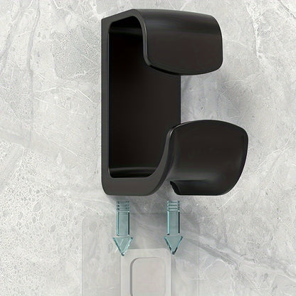 Wall-mount plastic hooks for washbasin with industrial style, easy to install bathroom basin holder for multi-functional bath tub storage.