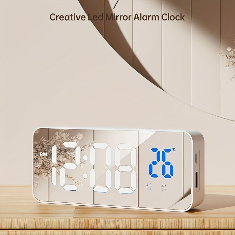 LED Clock Home Decoration with Smart Alarm and Creative Mirror Design