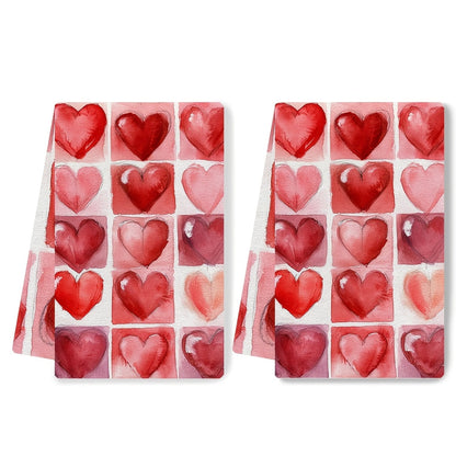 This set includes 2 ultra-soft kitchen towels with a Valentine's Day Tic-Tac-Toe design. These highly absorbent dish and hand towels are ideal for holiday decor, easy to clean in the washing machine, and measure 40.64X60.96 cm.