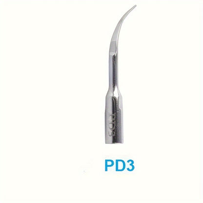 Stainless steel dental cleaner attachment for improved gum health, no battery needed.