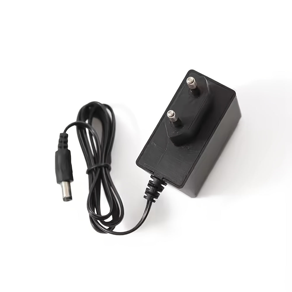 12V power adapter with various amp options, also compatible with 5V and 9V devices. Suitable for LED light strips, security cameras, routers, and speakers.