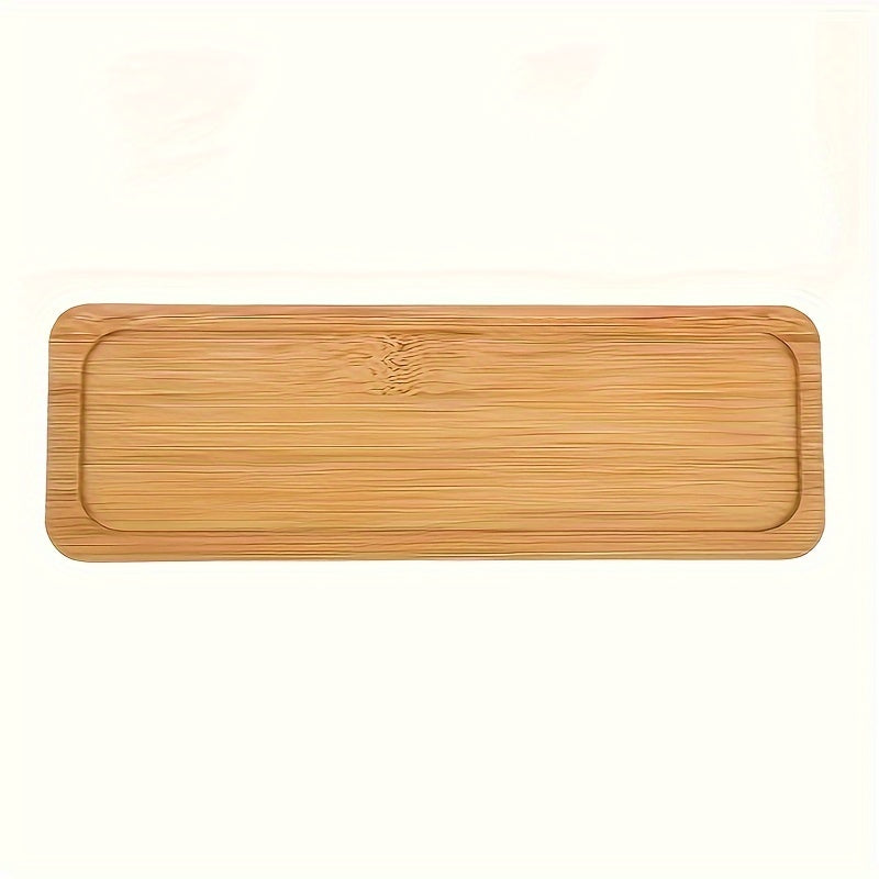 1 piece bamboo serving tray with rounded edges, ideal for bathroom or dresser use.