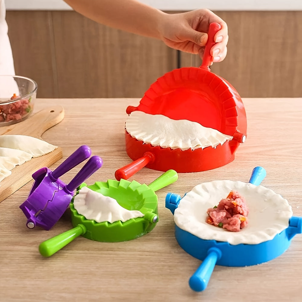 One Magic Dumpling Maker Kit that includes tools to mold ravioli, empanadas, momos, gyozas, pot stickers, Jamaican beef patties, pierogi, calzones, as well as a wonton dough press and pasta making tools. Available in sets of 1 piece or 4 pieces.