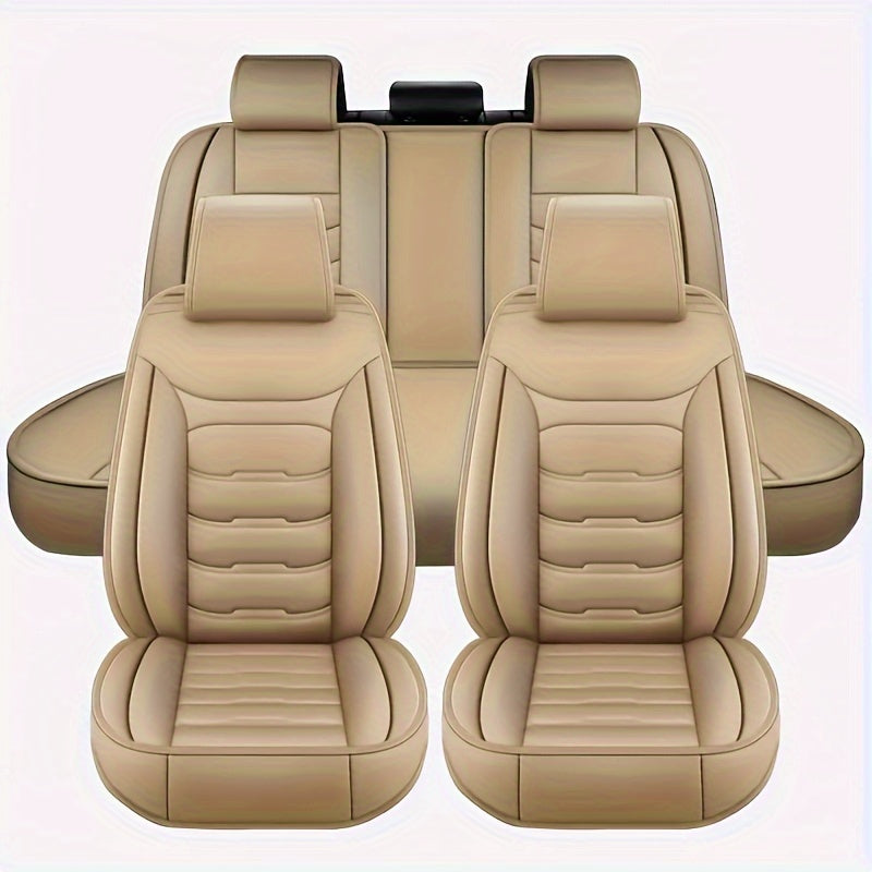 5-Seat car seat covers made of faux leather, resistant to scratches and wear, suitable for SUVs and sedans all year round.