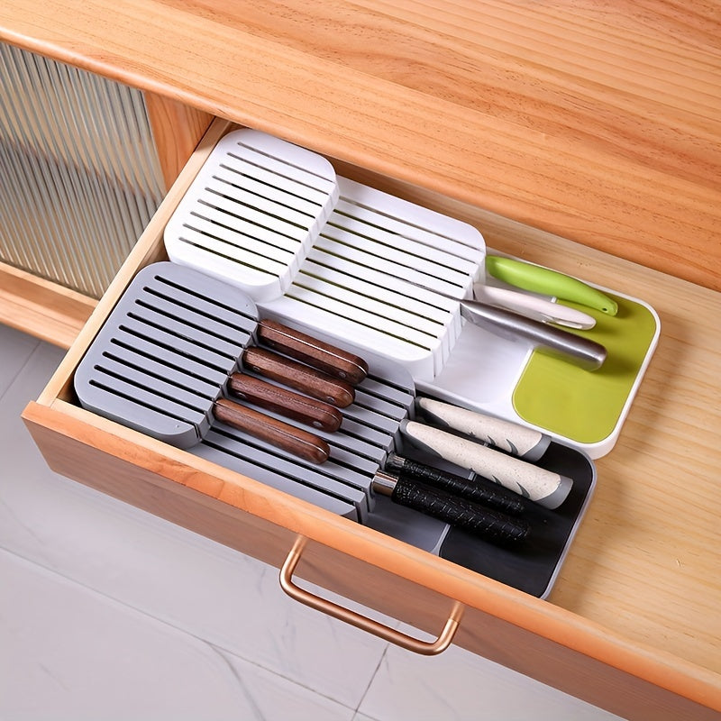 Organize Your Kitchen with a 1pc Drawer Tray for Knives - Holds 9 Knives and Fits in Any Drawer. Perfect Knife Storage Solution!