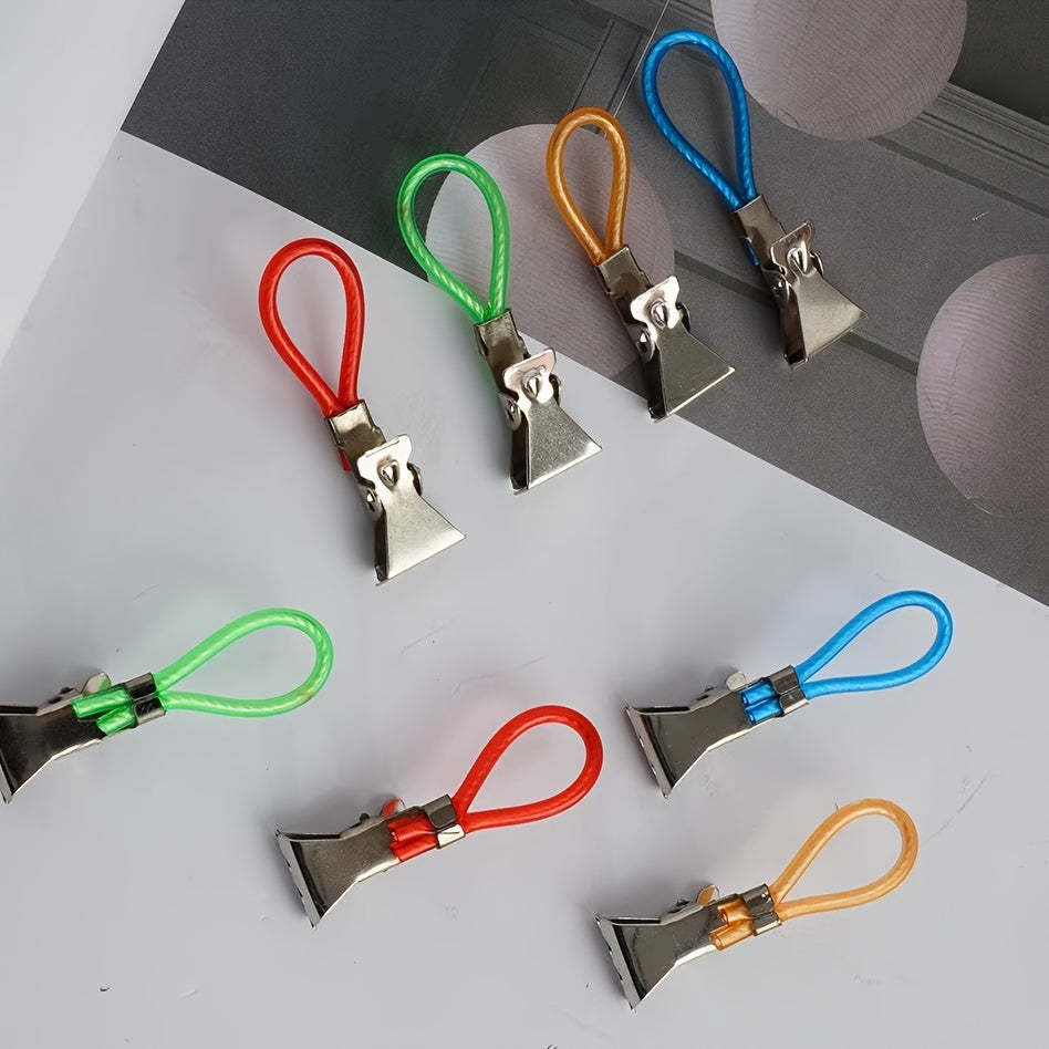 A set of 10 assorted color metal towel hangers and 5 multi-functional sock and underwear clips. Perfect for organizing kitchen and bathroom storage, these drying clips are ideal for home use.