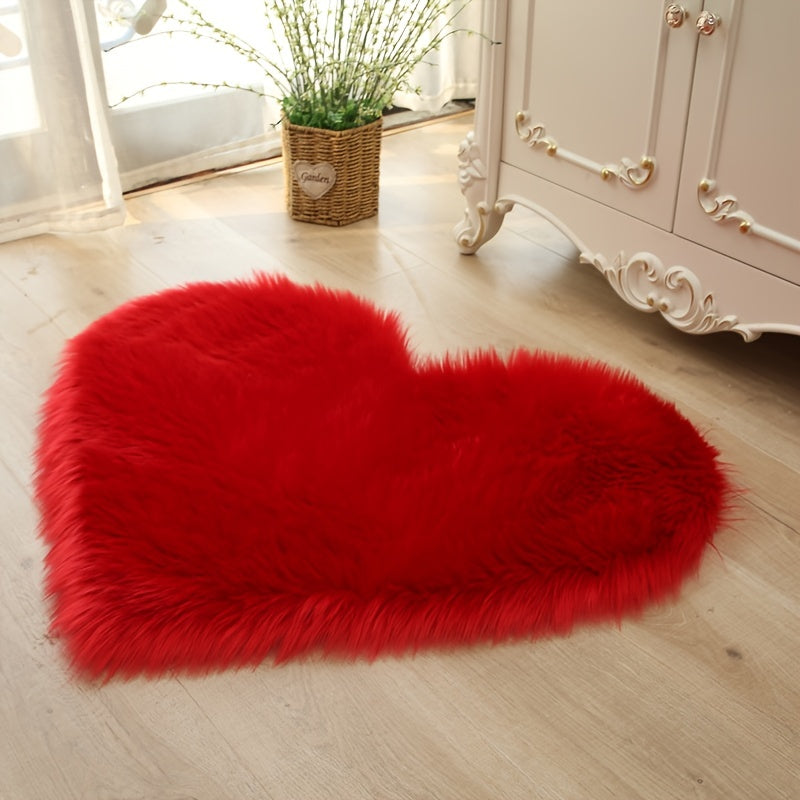 Heart Shaped Faux Fur Rug, Soft Plush Area Rug for Living Room Bedroom Sofa, Fluffy Shaggy Carpet Mat - 50*60cm/19.68*23.62in