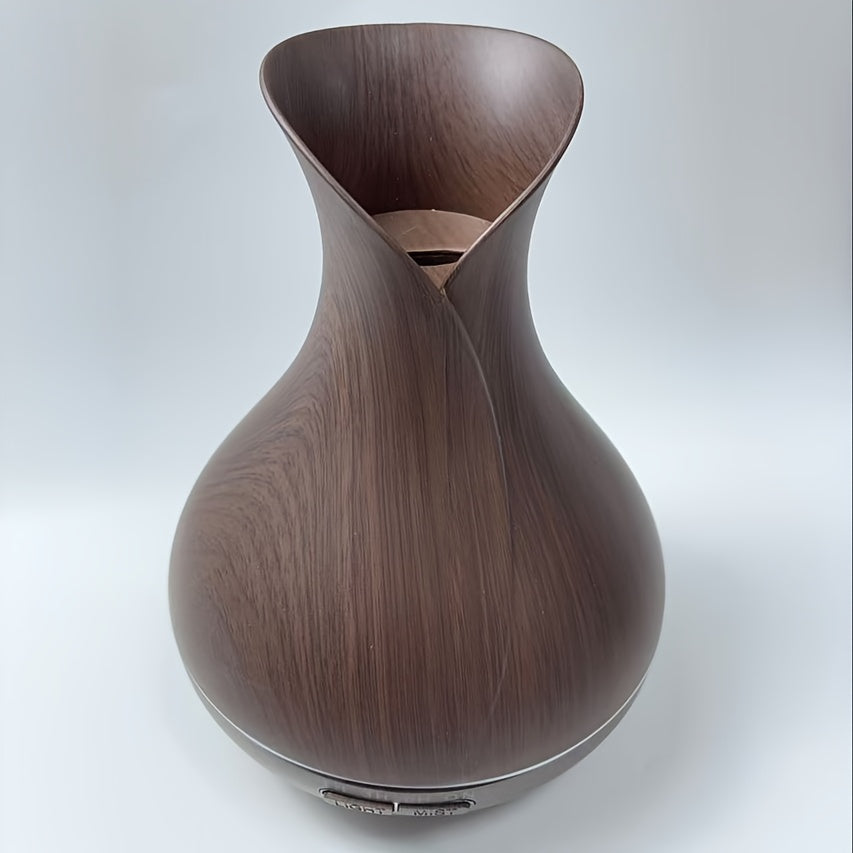 1pc Ultrasonic Humidifier with Aromatherapy, 550ml Capacity, LED Light, Dual Wood Grain Design, USB Powered, Water Level Cut-Off Protection, Timer Function, Quiet Operation, Cool Mist - Ideal for Bedroom, Office, Yoga - Made of Polypropylene & ABS