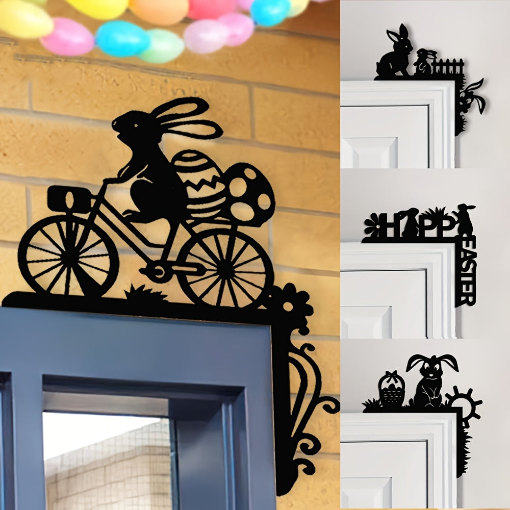 Add a festive touch to your home with this unique Metal Easter Bunny Logo Decoration that hangs elegantly in the door corner. Crafted from black iron, this charming piece is perfect for adding a festive Easter vibe to any space.