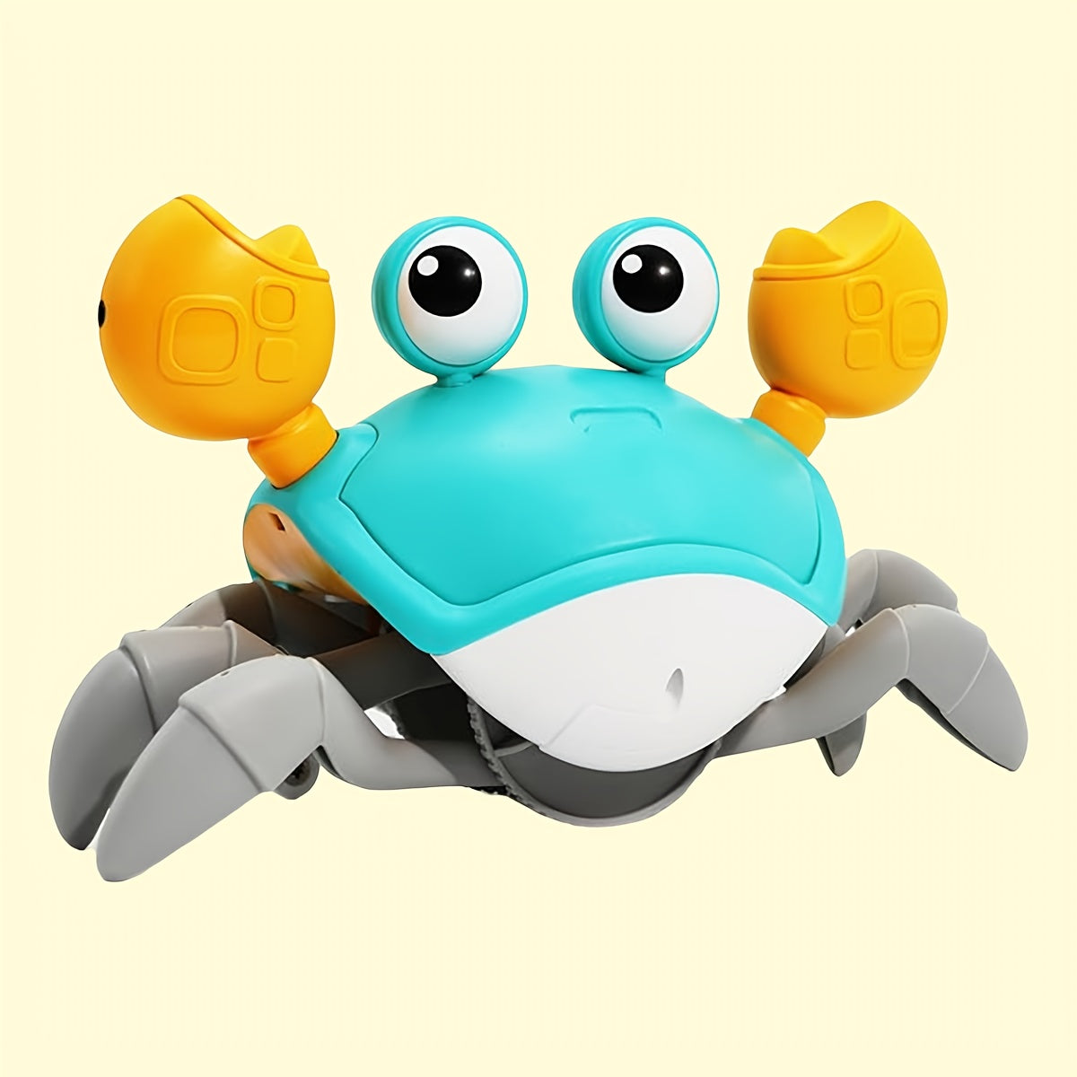 Improved Crawling Crab Toy for Babies with LED light, music, speed control to help babies learn to crawl and walk silently with a round, burr-free design, USB-C compatible as a birthday