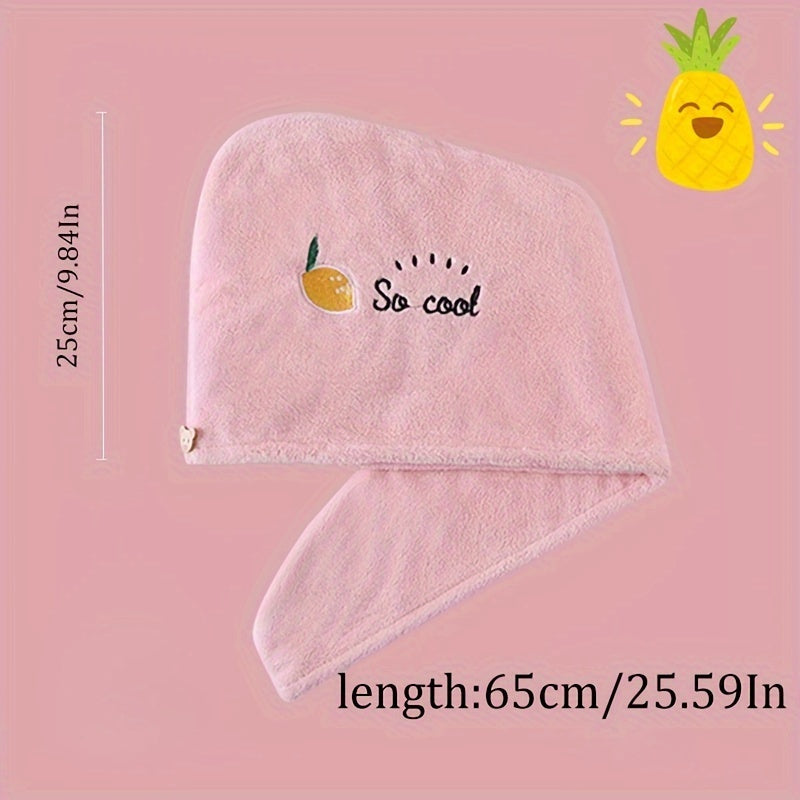 Large fashion microfiber hair towel, 65.0cm x 24.99cm, soft coral fleece, absorbent bath cap, embroidered headwrap, formaldehyde-free, portable.